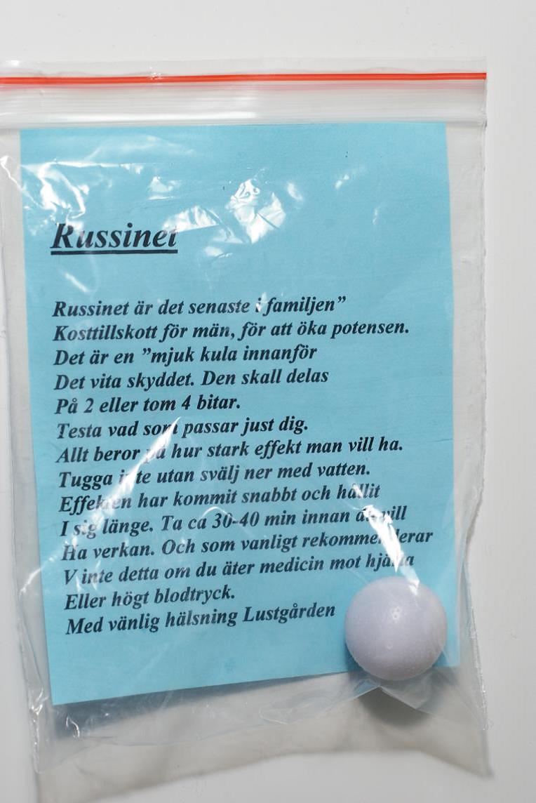 Billede af det ulovlige produkt: Russinet